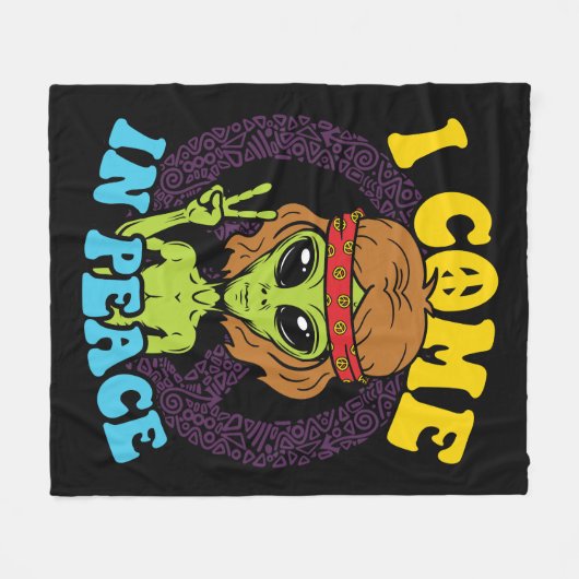 Alien Hippie I Come In Peace Fleece Deken (Voorkant (Horizontaal))