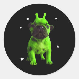 Alien Hond Meme Retro Grappige Hond Vintage Ruimte Ronde Sticker