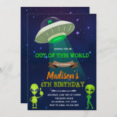 Alien HORS DE CE MONDE invitation d'anniversaire (Devant / Derrière)