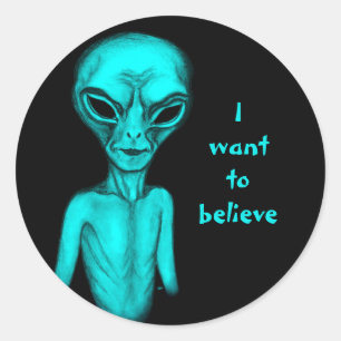 Alien, ik wil geloven ronde sticker
