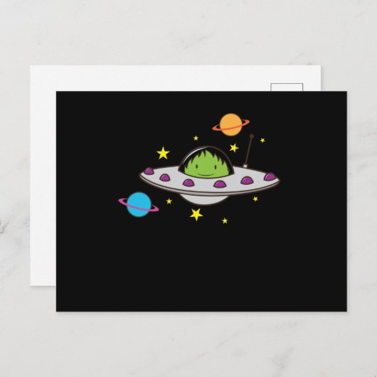 Alien im Ufo Briefkaart (Voorkant / Achterkant)
