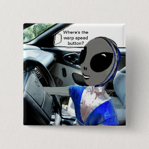 Alien in de auto - vierkante button 5,1 cm