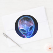 Alien in de ruimte ronde sticker (Envelop)