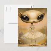 Alien in een roze jurk briefkaart (Voorkant / Achterkant)