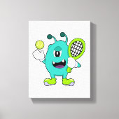 Alien in Tennis met Tennis racket Canvas Afdruk (Voorkant)