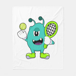 Alien in Tennis met Tennis racket Fleece Deken