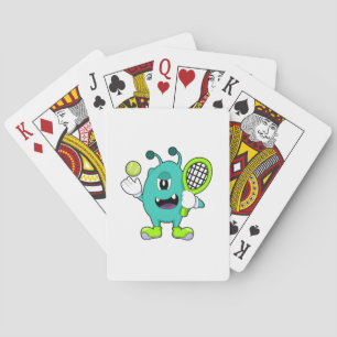 Alien in Tennis met Tennis racket Pokerkaarten