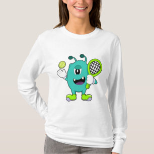 Alien in Tennis met Tennis racket T-shirt