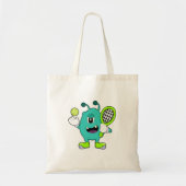 Alien in Tennis met Tennis racket Tote Bag (Voorkant)