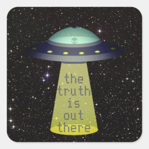 Alien in UFO met tractorbundel Vierkante Sticker
