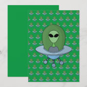 Alien in zijn kleine ruimteschip bedankkaart (Voorkant / Achterkant)
