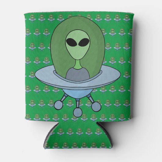 Alien in zijn kleine ruimteschip blikjeskoeler (Voorkant)