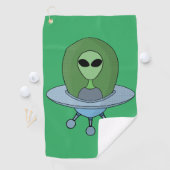 Alien in zijn kleine ruimteschip golfhanddoek (Insitu)
