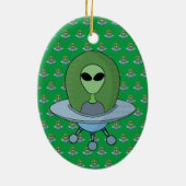 Alien in zijn kleine ruimteschip keramisch ornament (Achterkant)