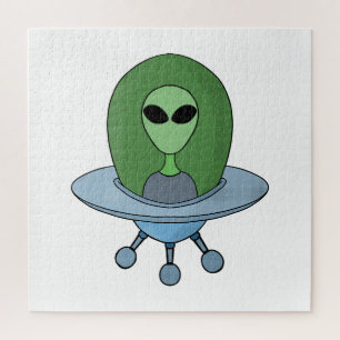 Alien in zijn kleine ruimteschip legpuzzel