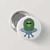 Alien in zijn kleine ruimteschip ronde button 3,2 cm (Voorkant /achterkant)