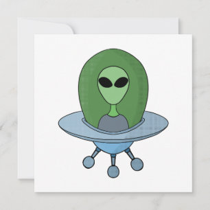 Alien in zijn kleine ruimteschip save the date