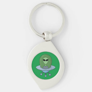 Alien in zijn kleine ruimteschip sleutelhanger