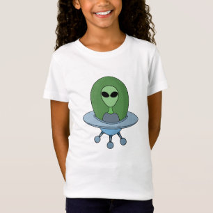 Alien in zijn kleine ruimteschip t-shirt