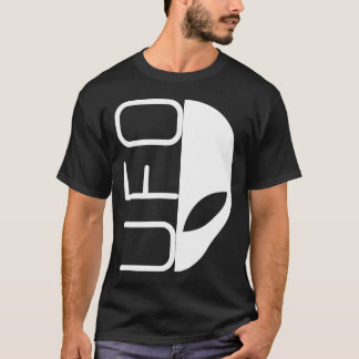 Alien Invasie Half Face UFO Typografie Ontwerp T-shirt