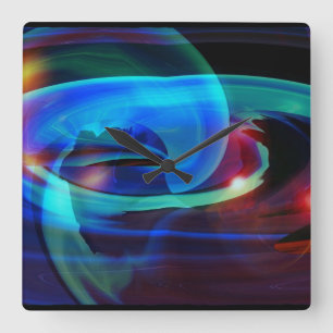 Alien Invasion Abstracte wandklok Vierkante Klok