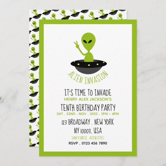 Alien Invasion, Birthday Kaart (Voorkant / Achterkant)