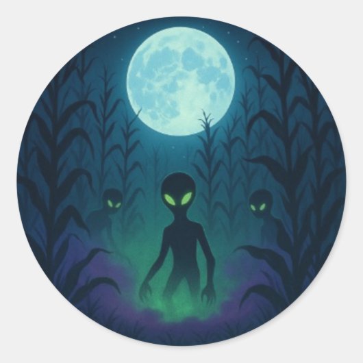 Alien Invasion Ronde Sticker (Voorkant)