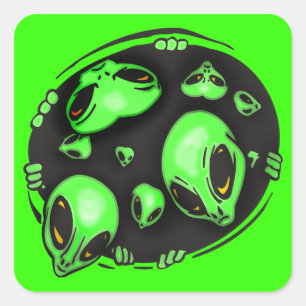 Alien Invasion Vierkante Sticker