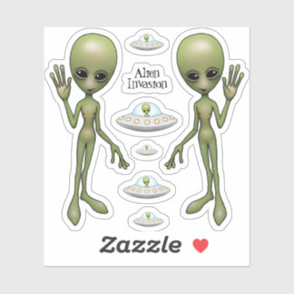 Alien Invasion Vliegende Schotel Ruimte UFO Sticker