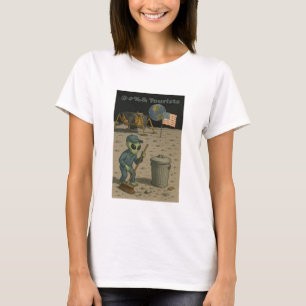 Alien Janitor ruimt puinhoop maantoeristen op T-shirt