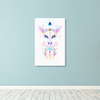 Alien kat gezicht gedrukt canvas