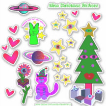 Alien-Kerst stickers