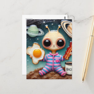 Alien koffie met spek en eieren briefkaart