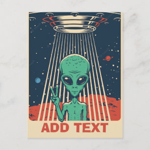 Alien komisch, geef tekst Briefkaart uit