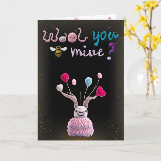 Alien laineux Funny Valentine Carte photo (Fleur jaune)