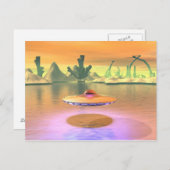 Alien Lake UFO startend Briefkaart (Voorkant / Achterkant)