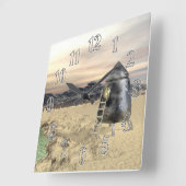 Alien Lander Vierkante Klok (Hoek)