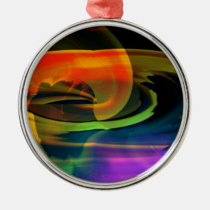 Alien Landscape Rainbow Abstract Metalen Ornament