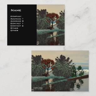 ALIEN LANDSCAPE,TREES LAGOON HYPERION Sci Fi Black Visitekaartje