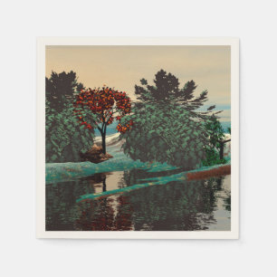 ALIEN LANDSCAPE,TREES,LAGOON HYPERION Sci Fi Servetten