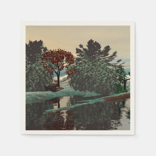 ALIEN LANDSCAPE,TREES,LAGOON HYPERION Sci Fi Servetten (Voorkant)