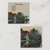 ALIEN LANDSCAPE,TREES LAGOON HYPERION Sci Fi Vierkante Visitekaartje (Voorkant / Achterkant)