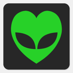 Alien Love Heart Vierkante Sticker