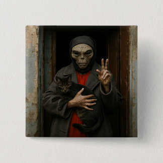 Alien Love Vierkante Button 5,1 Cm