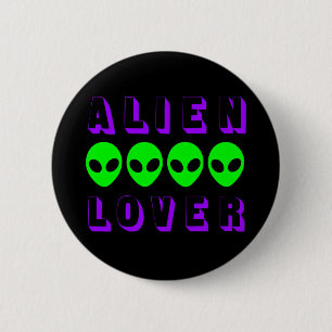 Alien Lover in donker Paars en Sci Fi groen Ronde Button 5,7 Cm