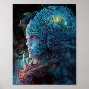 Alien Man Surreal Sci-Fi Art Poster