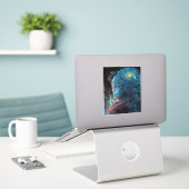 Alien Man Surreal Sci-Fi Art Sticker (Laptop op bureau)
