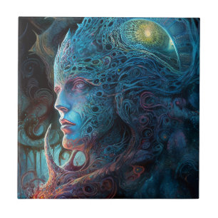 Alien Man Surreal Sci-Fi Art Tegeltje