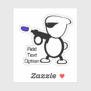 Alien met laserblaster sticker