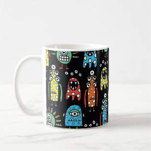 Alien Monsters: Schattigee naadloze Vintage Koffiemok